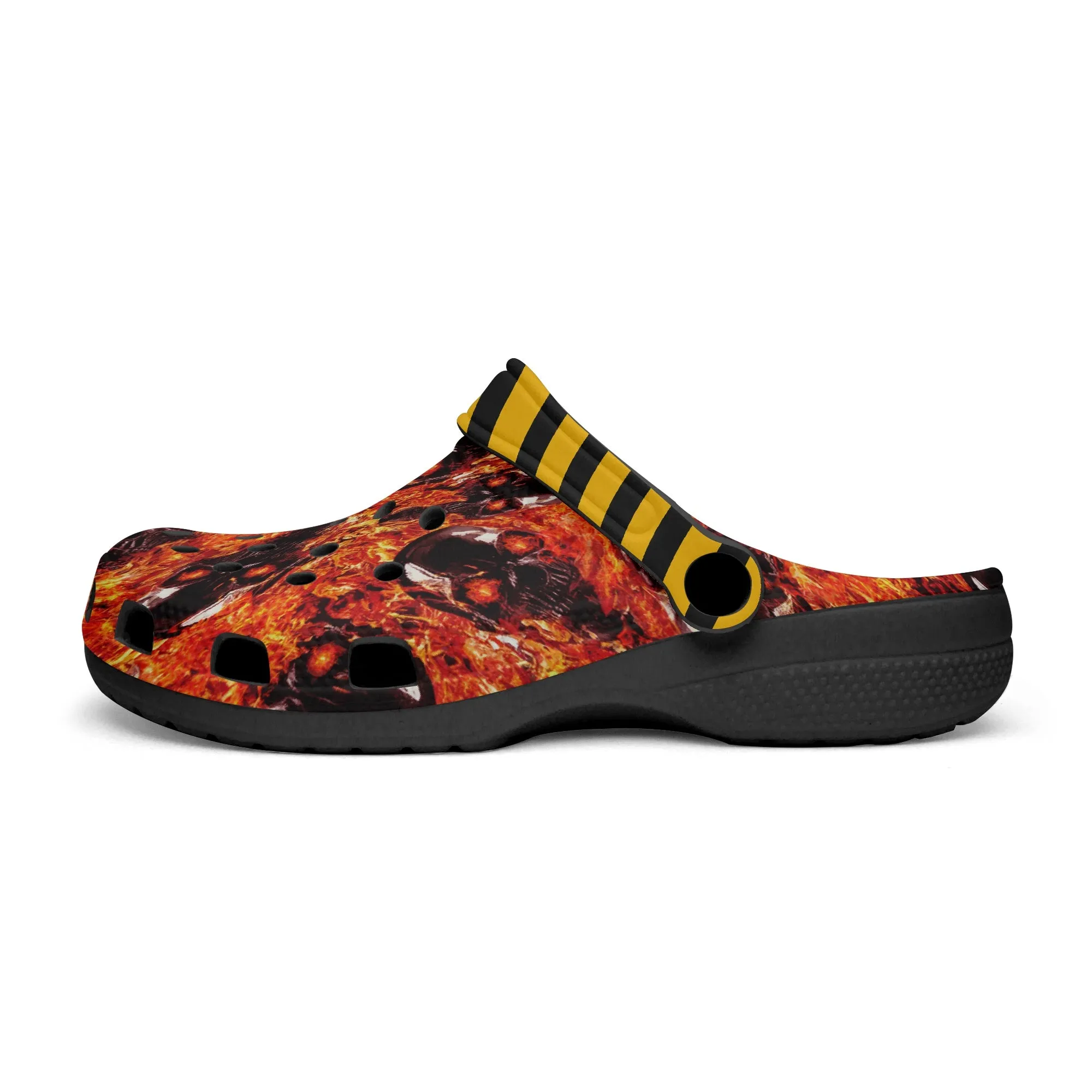 Skull & Fire Print Clogs