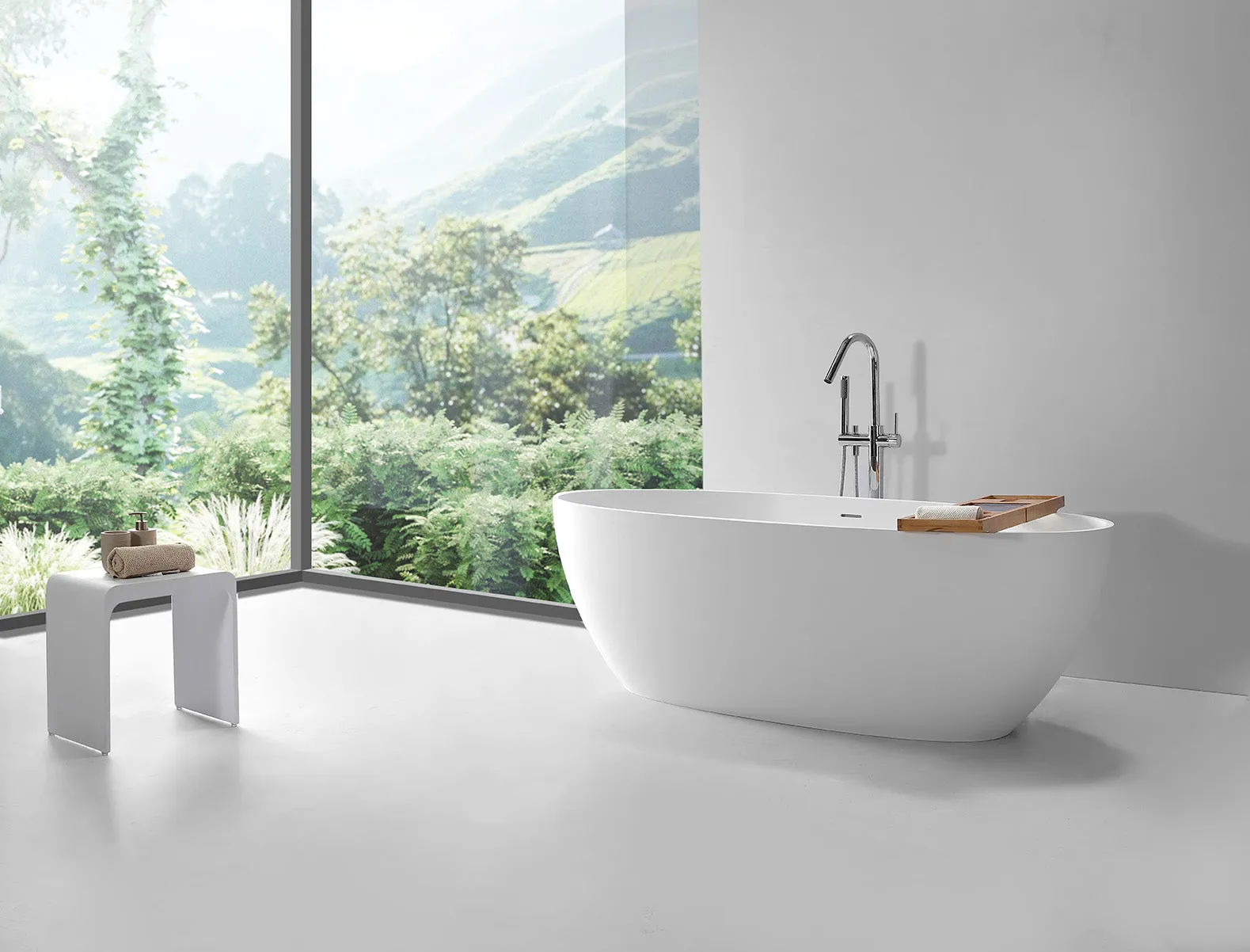 Slender & Elegant Hugi Stone Bath - 1710mm - B097