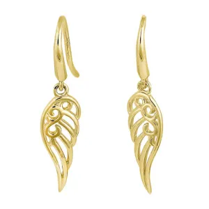 Solid 14K Yellow Gold Elegant Wings Earrings