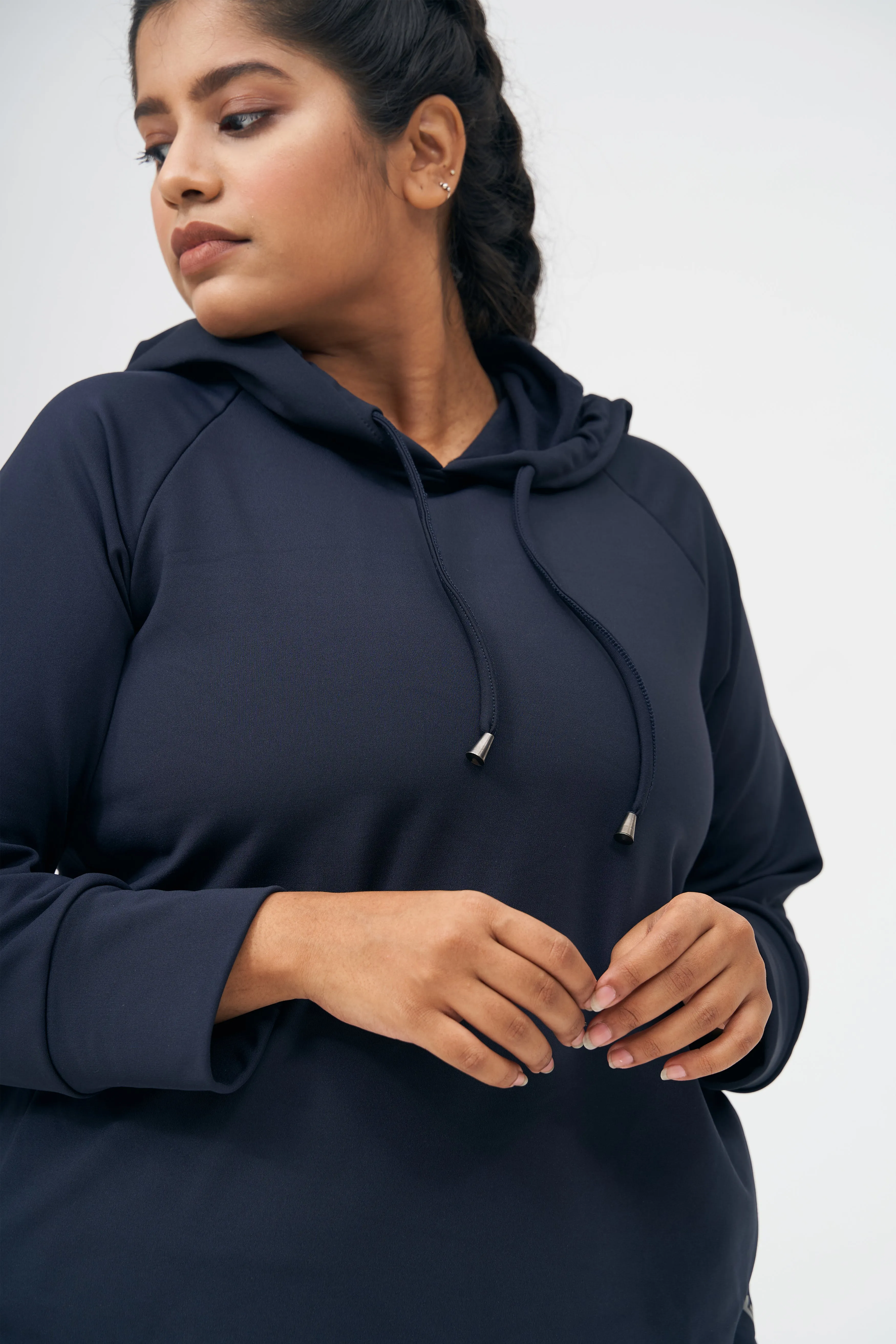 Split Back Hoodie: Navy