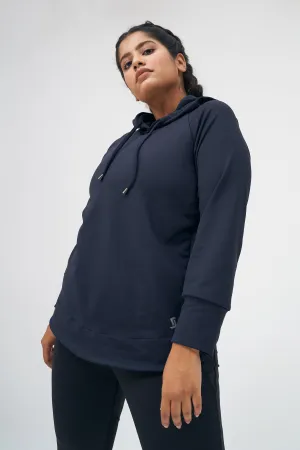 Split Back Hoodie: Navy