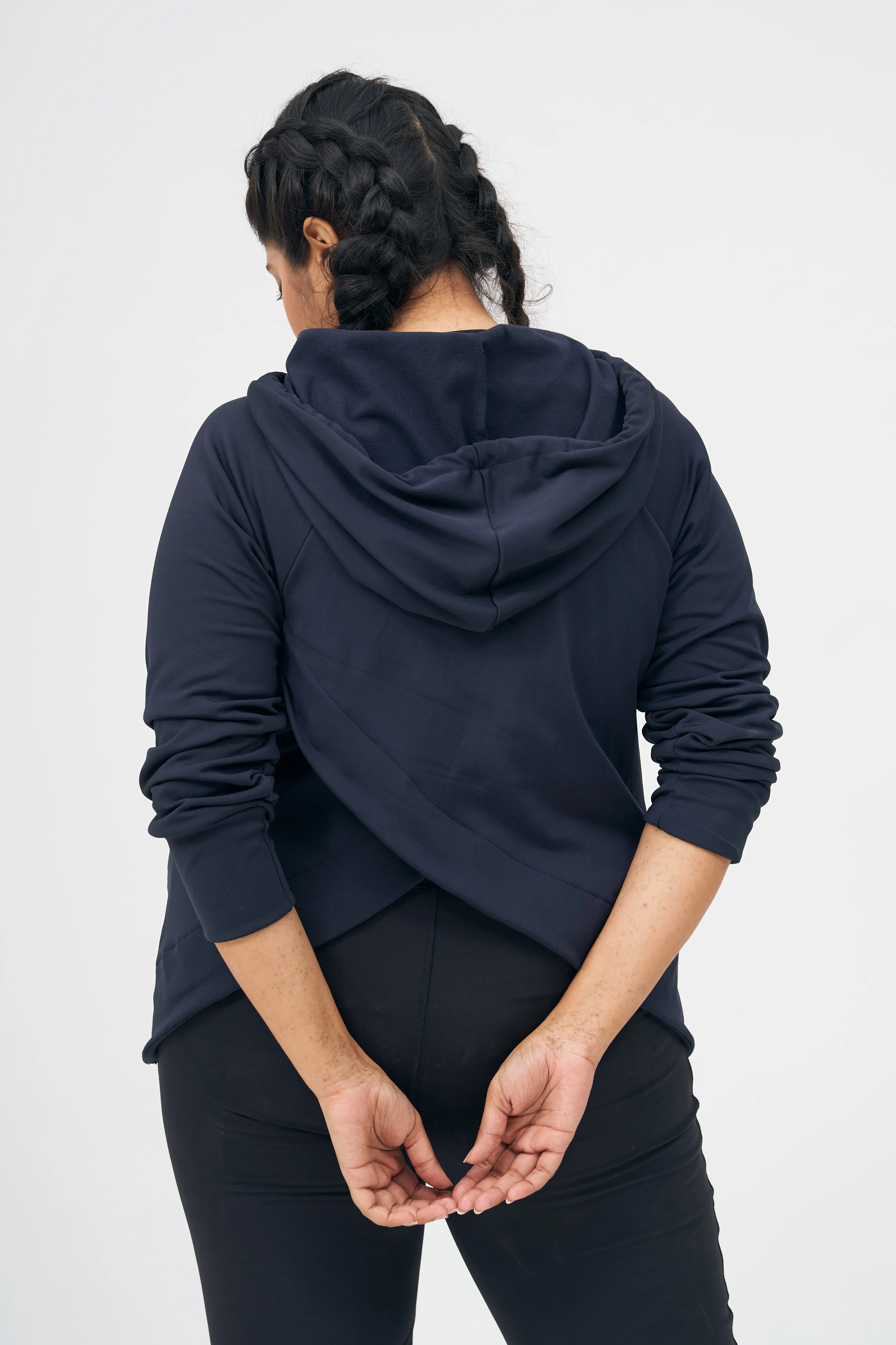 Split Back Hoodie: Navy
