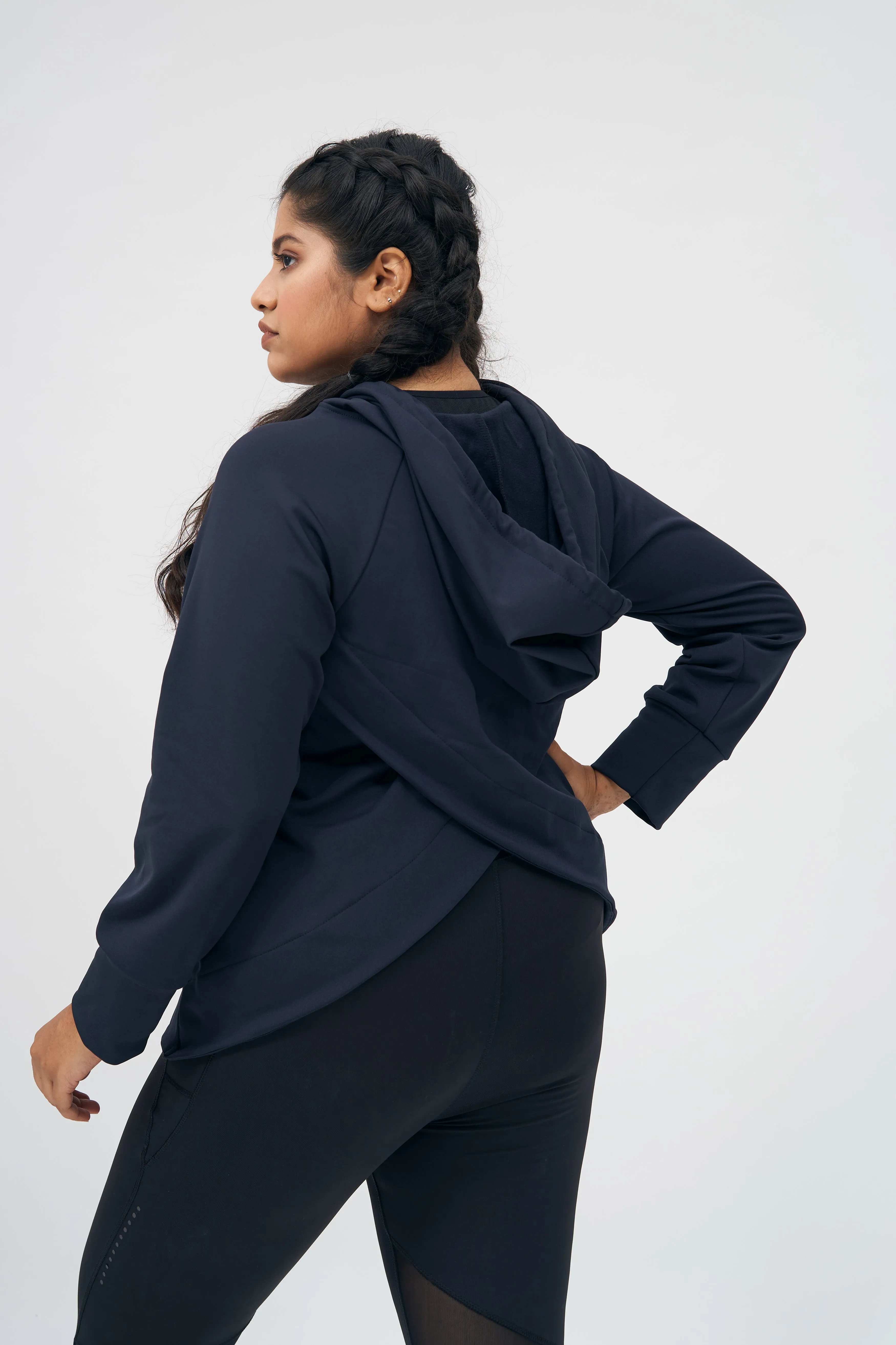 Split Back Hoodie: Navy
