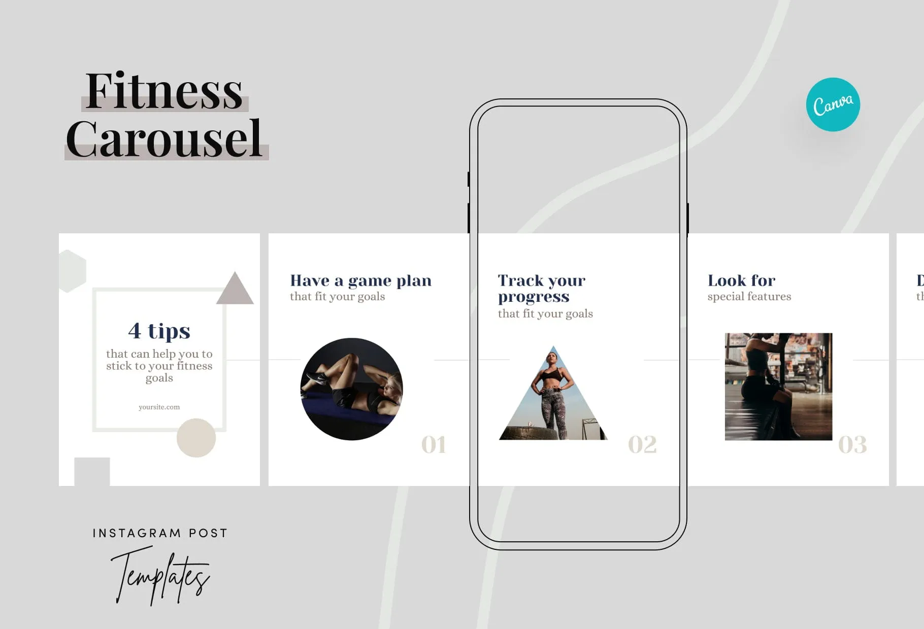 Stella Fitness 6-Page Carousel Canva Template