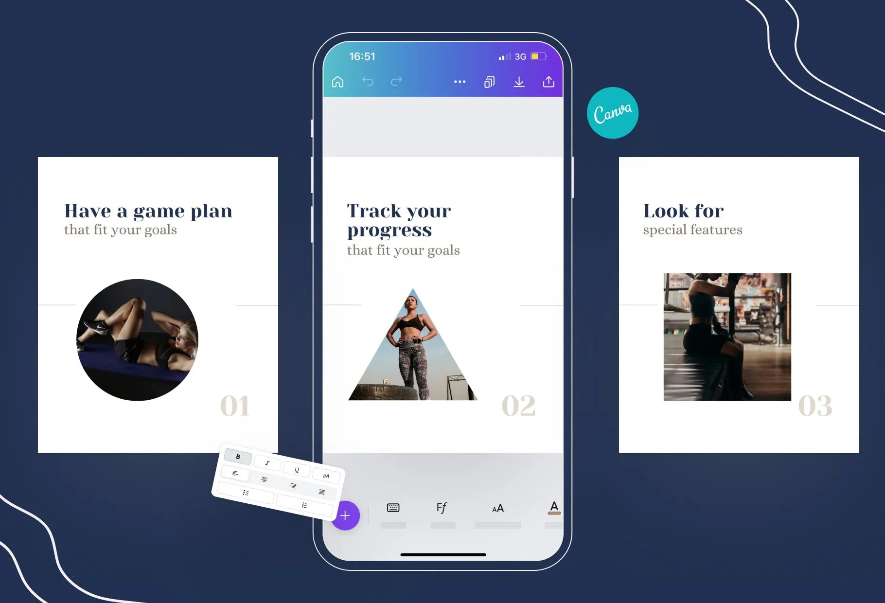 Stella Fitness 6-Page Carousel Canva Template
