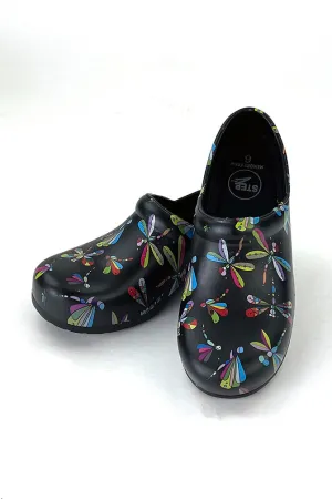 StepZ Women's Slip Resistant Nurse Clogs | Jeweled Dragonflies
