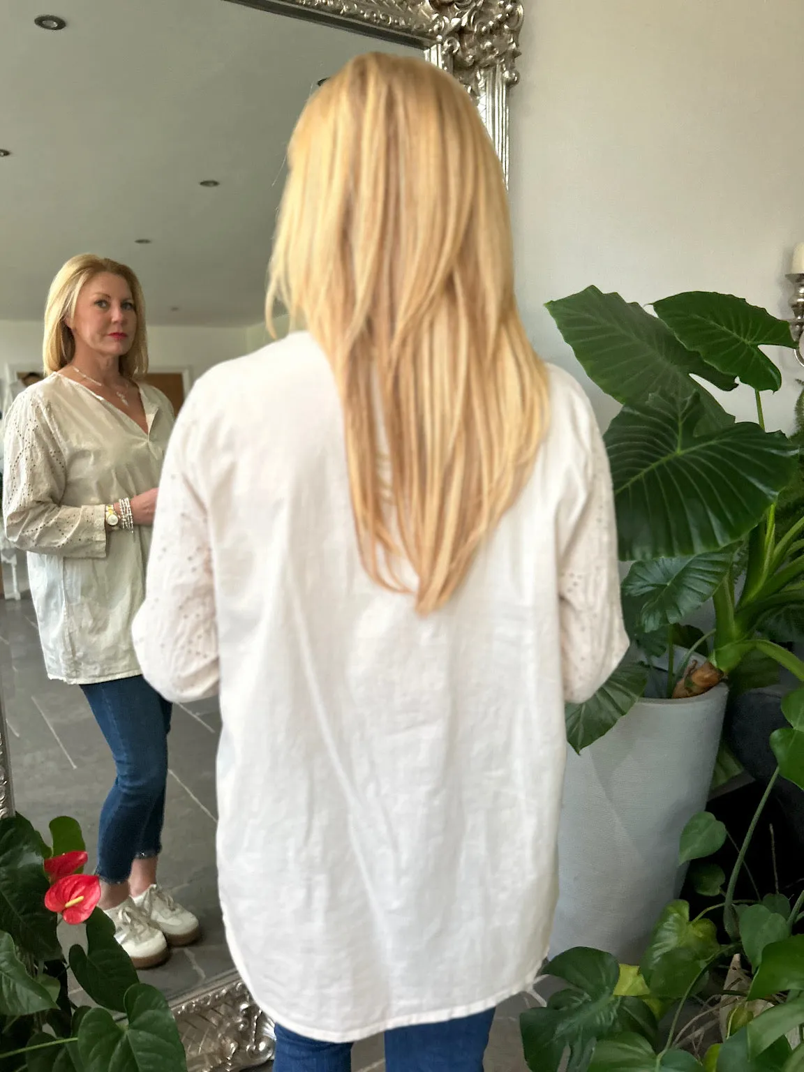 Stone Broderie Sleeve Detail Blouse Freida