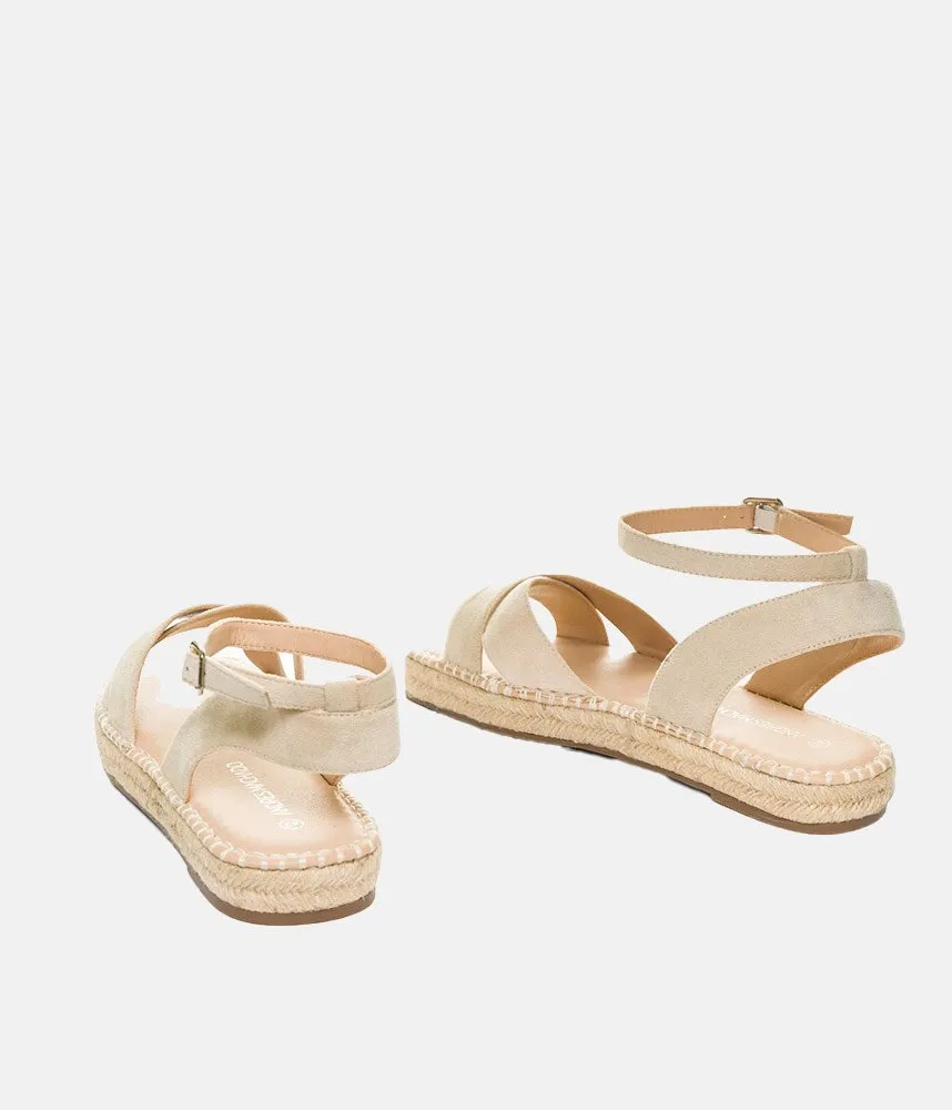 Stylish Cream Suedette Espadrilles