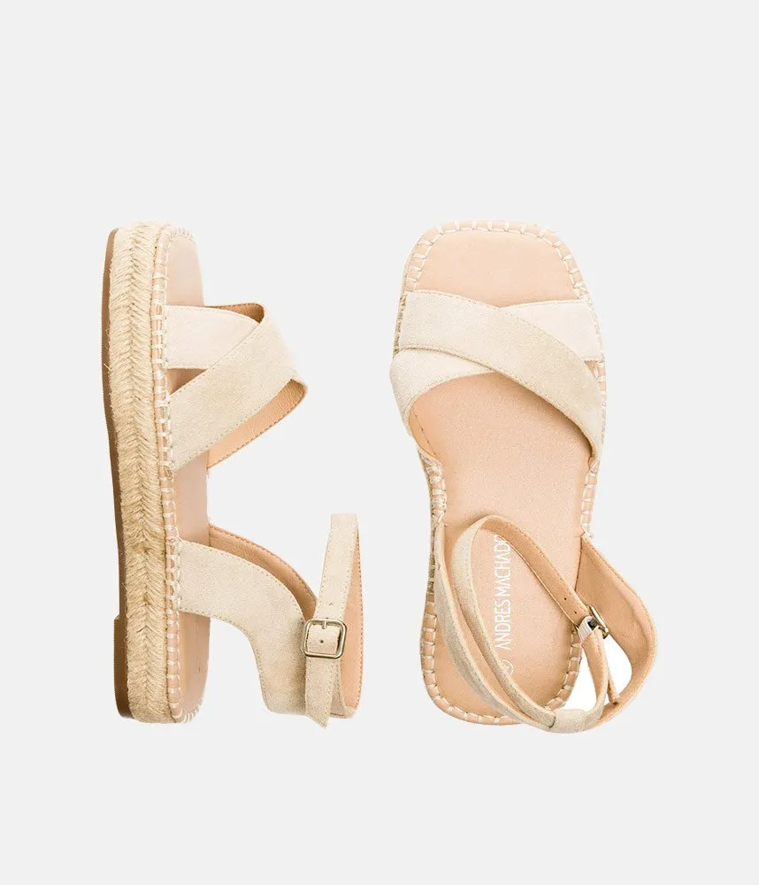 Stylish Cream Suedette Espadrilles