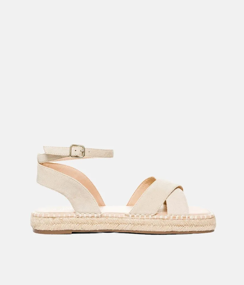 Stylish Cream Suedette Espadrilles