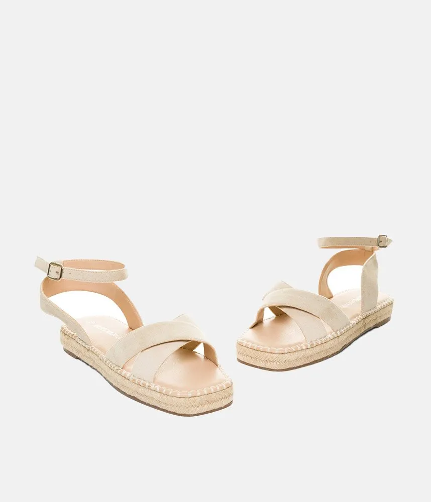 Stylish Cream Suedette Espadrilles