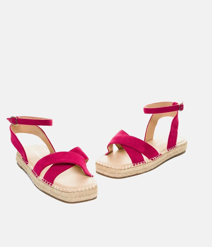 Stylish Hot Pink Suedette Espadrilles