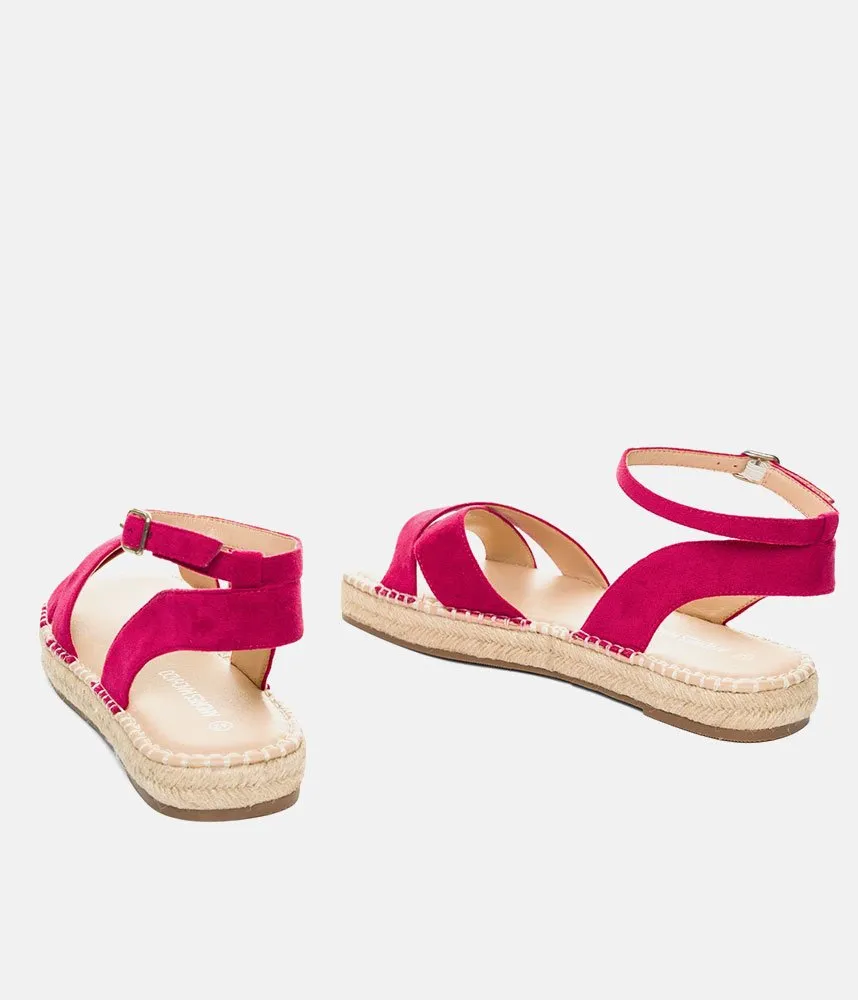 Stylish Hot Pink Suedette Espadrilles
