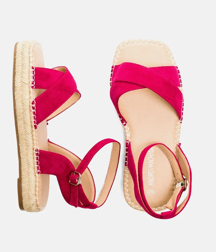 Stylish Hot Pink Suedette Espadrilles