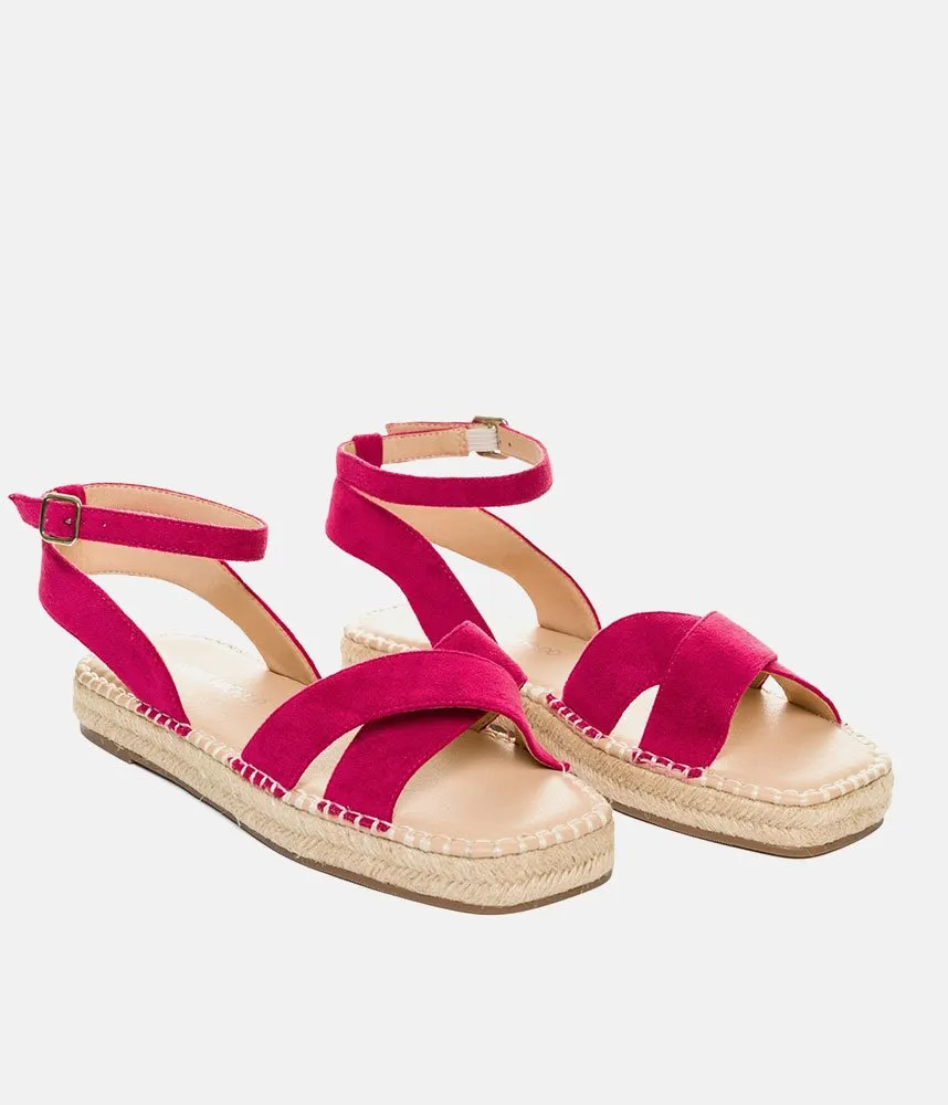Stylish Hot Pink Suedette Espadrilles