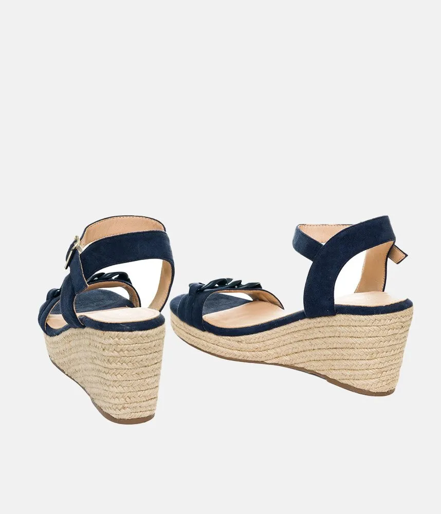 Stylish Navy Suedette Espadrille Wedges