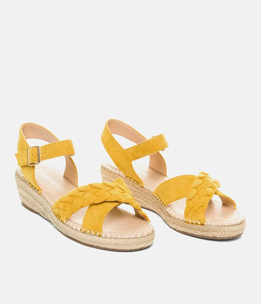 Stylish Sunshine Suedette Midi Wedges