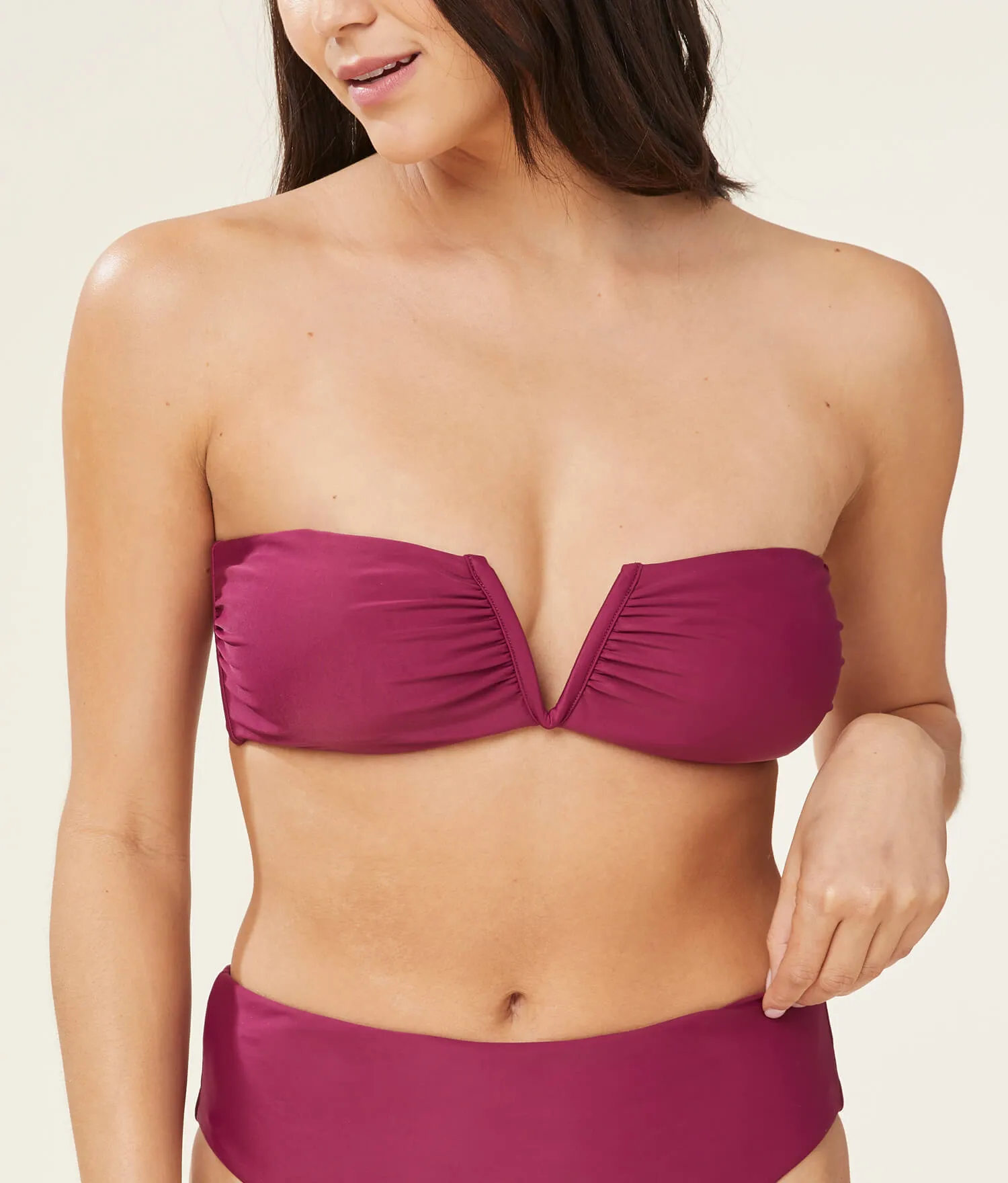 The Scala Bikini Top - Glossy Eco Nylon - Plum (Archive)