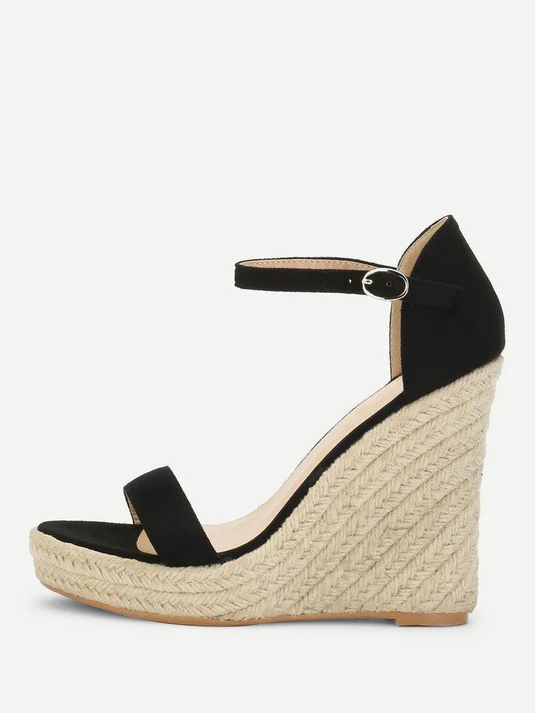 Two Part Espadrille Wedge Sandals