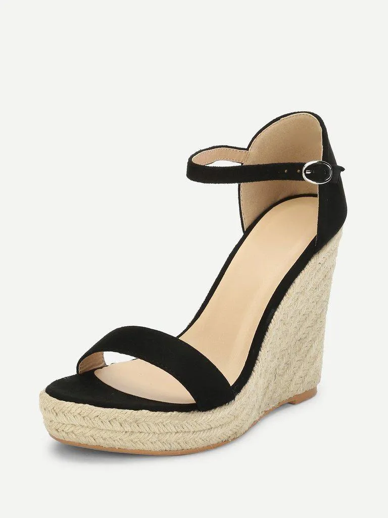 Two Part Espadrille Wedge Sandals