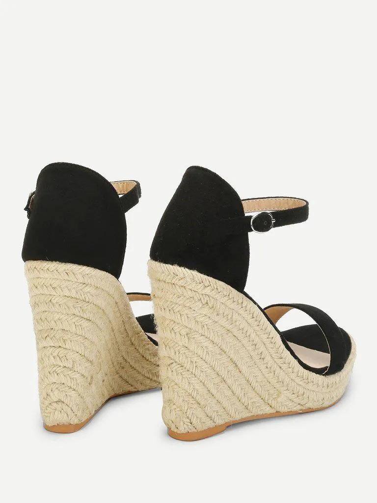 Two Part Espadrille Wedge Sandals