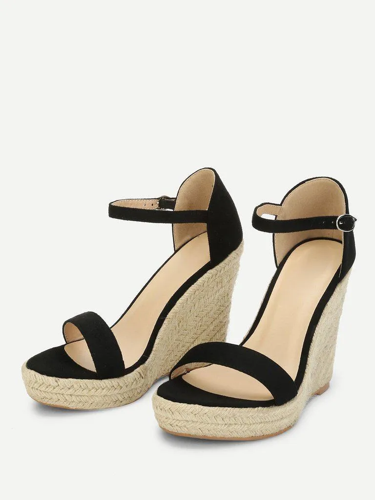 Two Part Espadrille Wedge Sandals