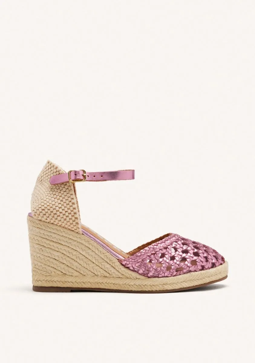ULTRA CHIC PINK BRAIDED LEATHER ESPARDILLES
