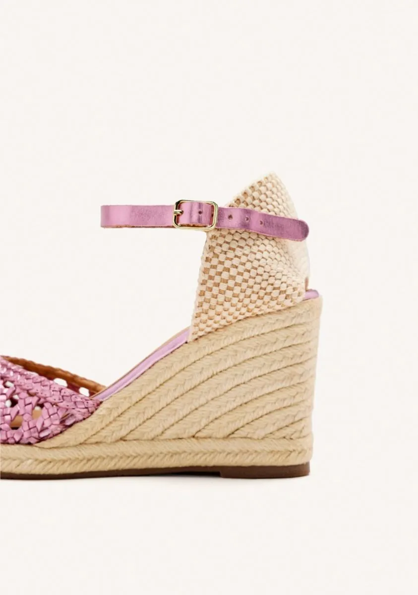 ULTRA CHIC PINK BRAIDED LEATHER ESPARDILLES