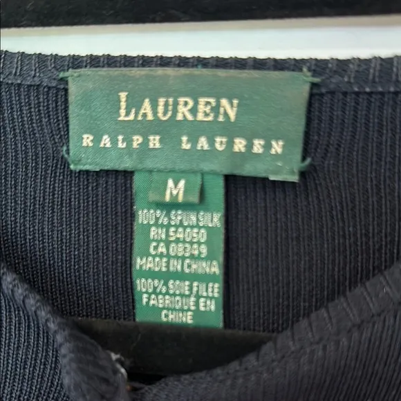 Vintage Lauren Ralph Lauren 100% Silk Black Cardigan with Gold Buttons