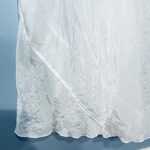 Vtg Victoria Secret Slip Dress Size Medium Chiffon Fairy Bridal Sheer Embroidery