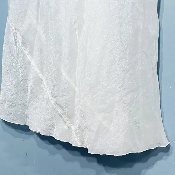 Vtg Victoria Secret Slip Dress Size Medium Chiffon Fairy Bridal Sheer Embroidery