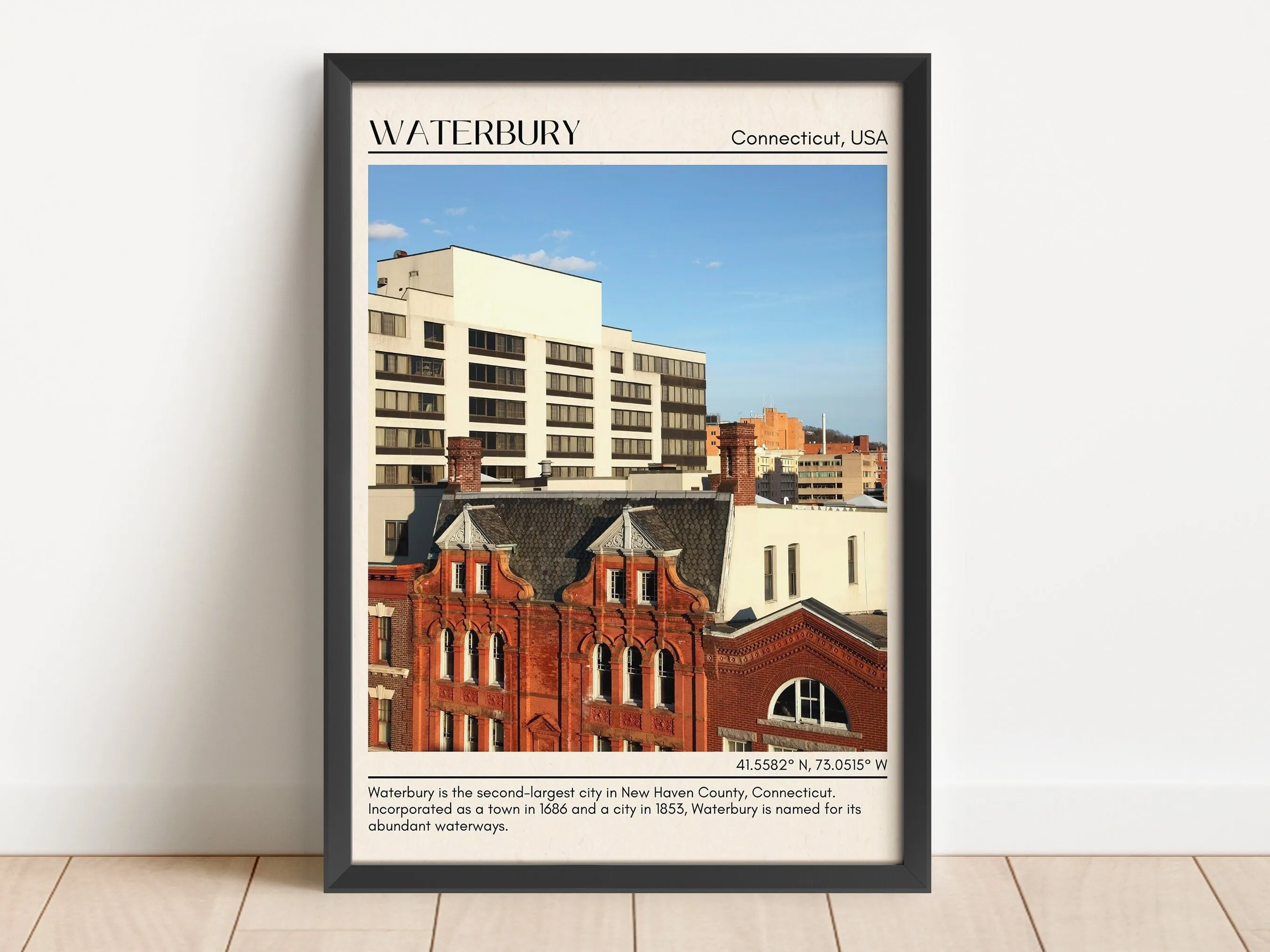 Waterbury Minimal Wall Art, Connecticut, USA