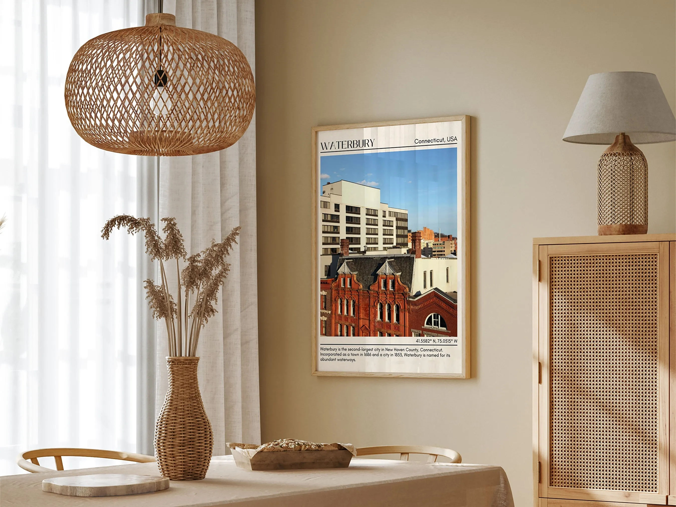 Waterbury Minimal Wall Art, Connecticut, USA