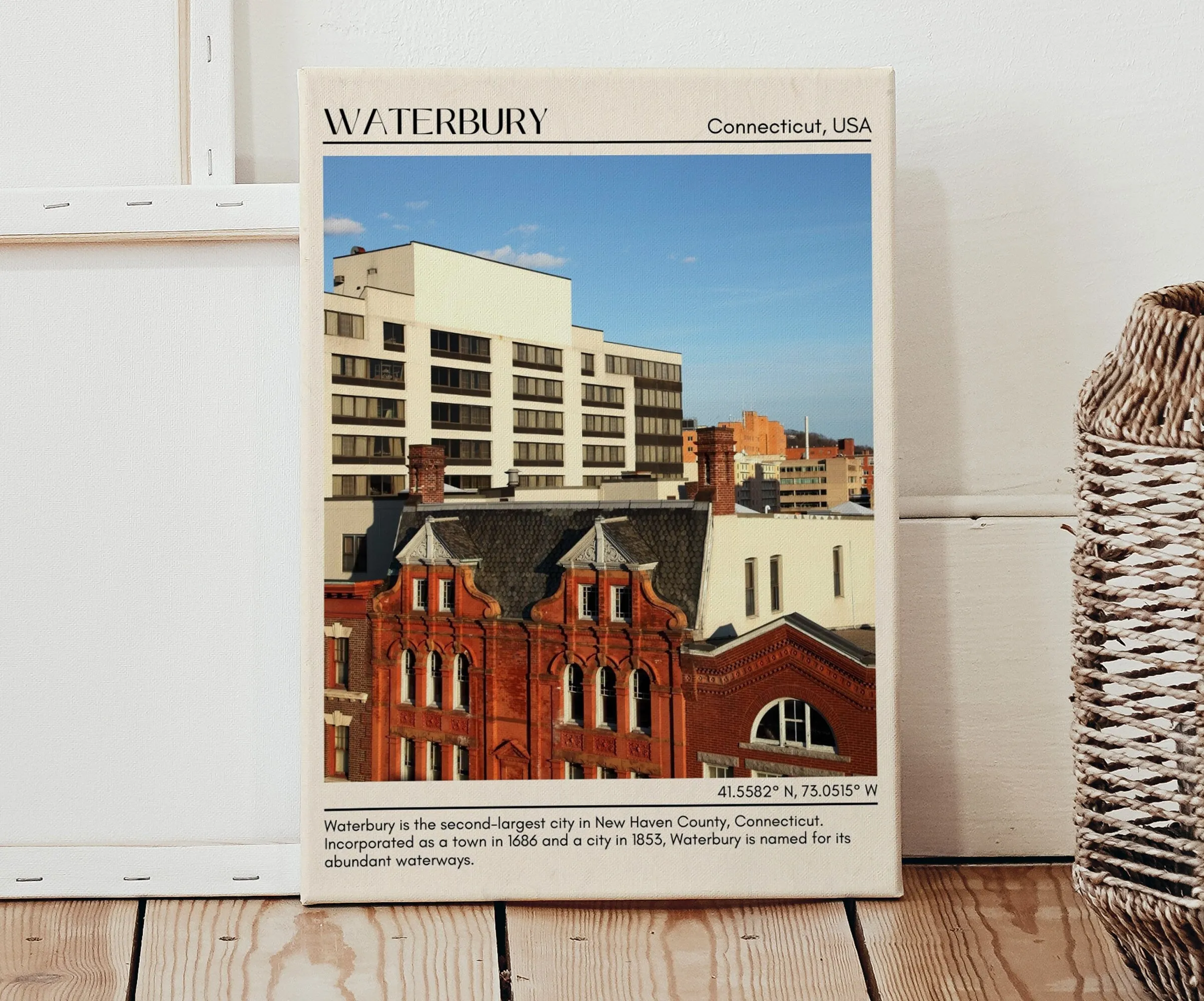 Waterbury Minimal Wall Art, Connecticut, USA