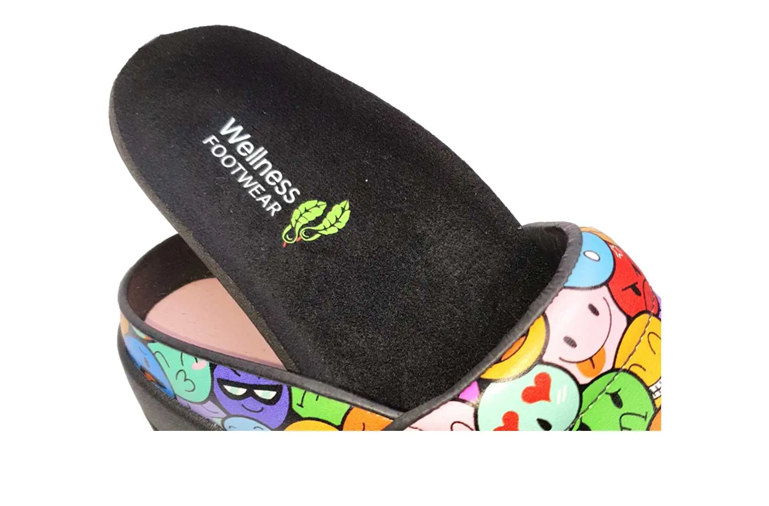 Wellness Faves Open Leather Clog Emojis