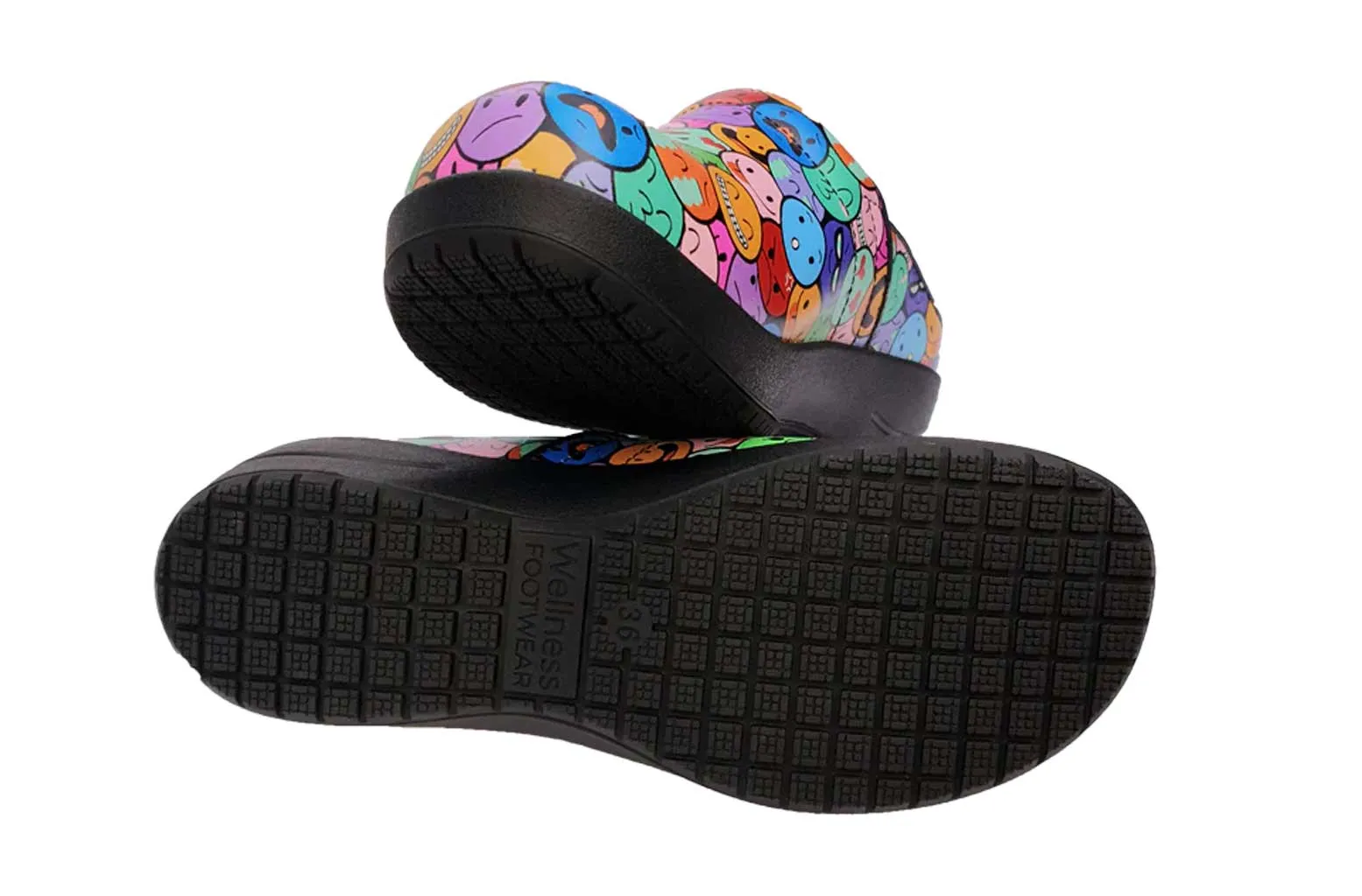 Wellness Faves Open Leather Clog Emojis