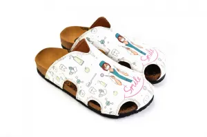 White and Pink Colored, Smile Written, Dentist Patterned Clogs - WCAL605