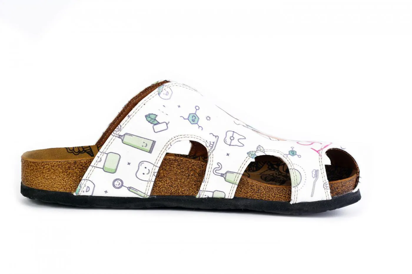 White and Pink Colored, Smile Written, Dentist Patterned Clogs - WCAL605