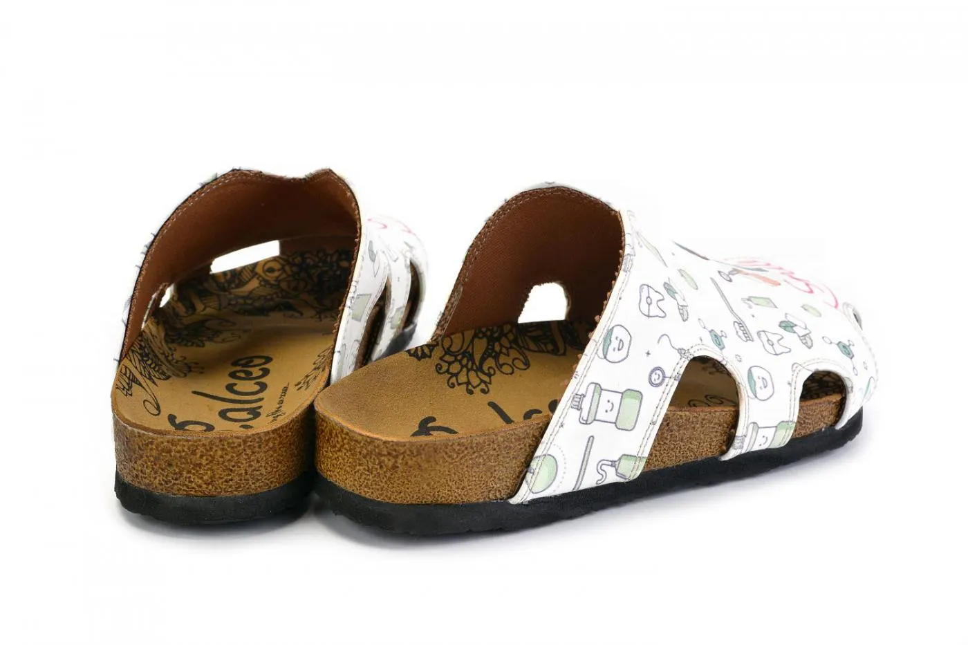 White and Pink Colored, Smile Written, Dentist Patterned Clogs - WCAL605