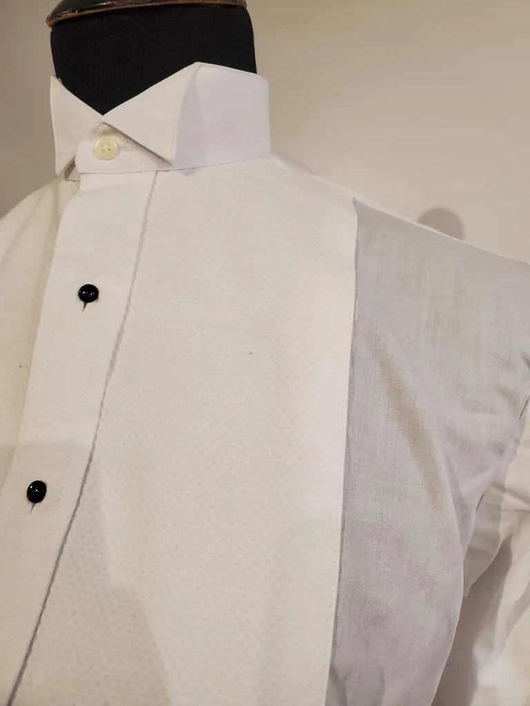 White Pleated Formal Shirt XS