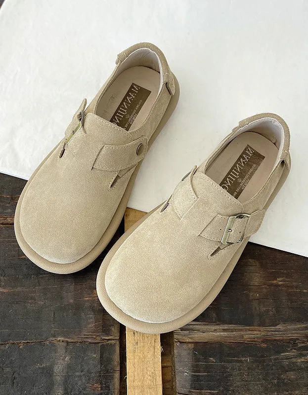 Wide Toe Box Comfortable Suede Flat Shoes Clogs