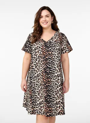 Zizzi Cotton Dress in Leopard