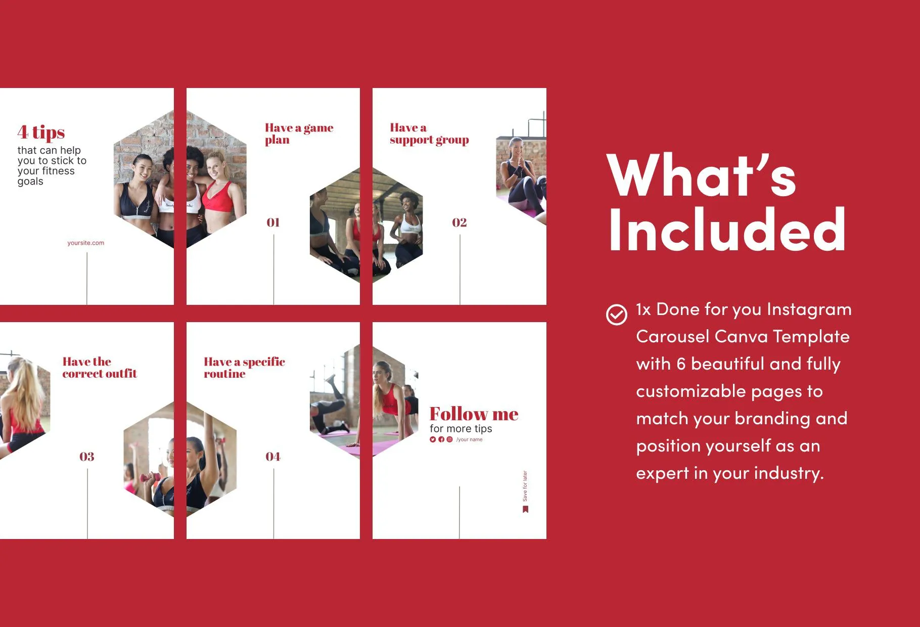 Zoe Fitness 6-Page Carousel Canva Template