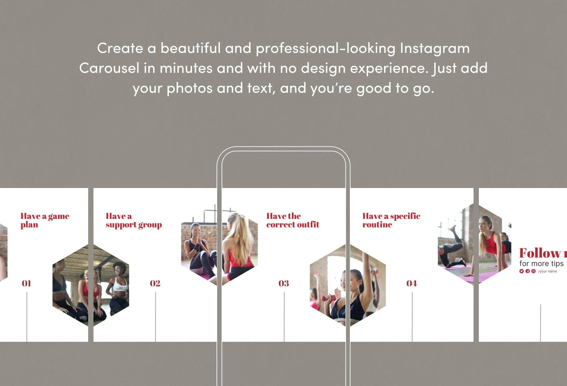 Zoe Fitness 6-Page Carousel Canva Template